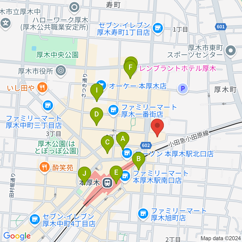 神奈川工科大学厚木市子ども科学館周辺のホテル一覧地図