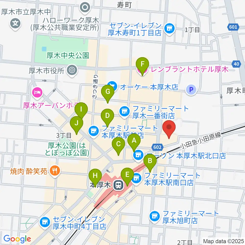 神奈川工科大学厚木市子ども科学館周辺のホテル一覧地図
