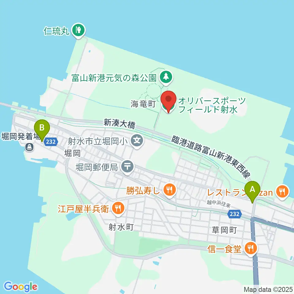 オリバースポーツフィールド射水周辺のホテル一覧地図