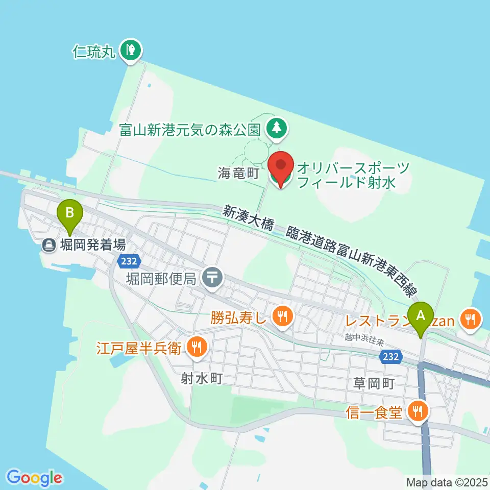 オリバースポーツフィールド射水周辺のホテル一覧地図