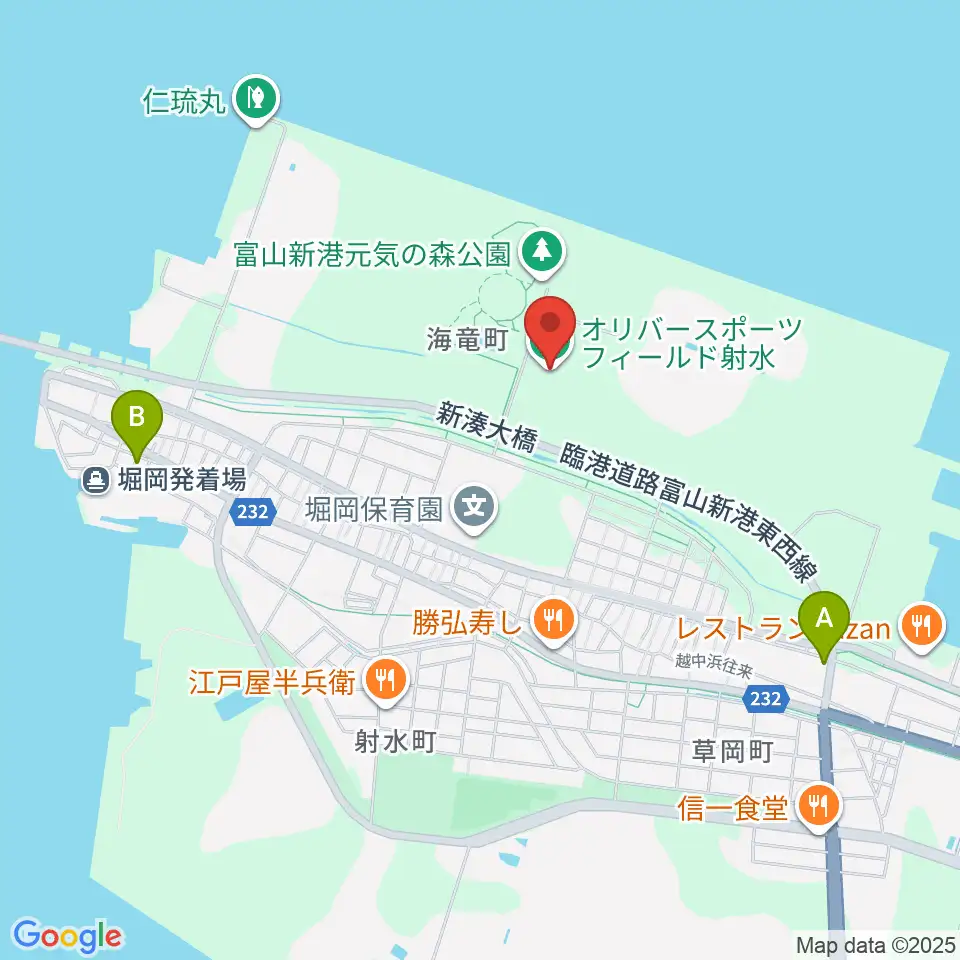 オリバースポーツフィールド射水周辺のホテル一覧地図