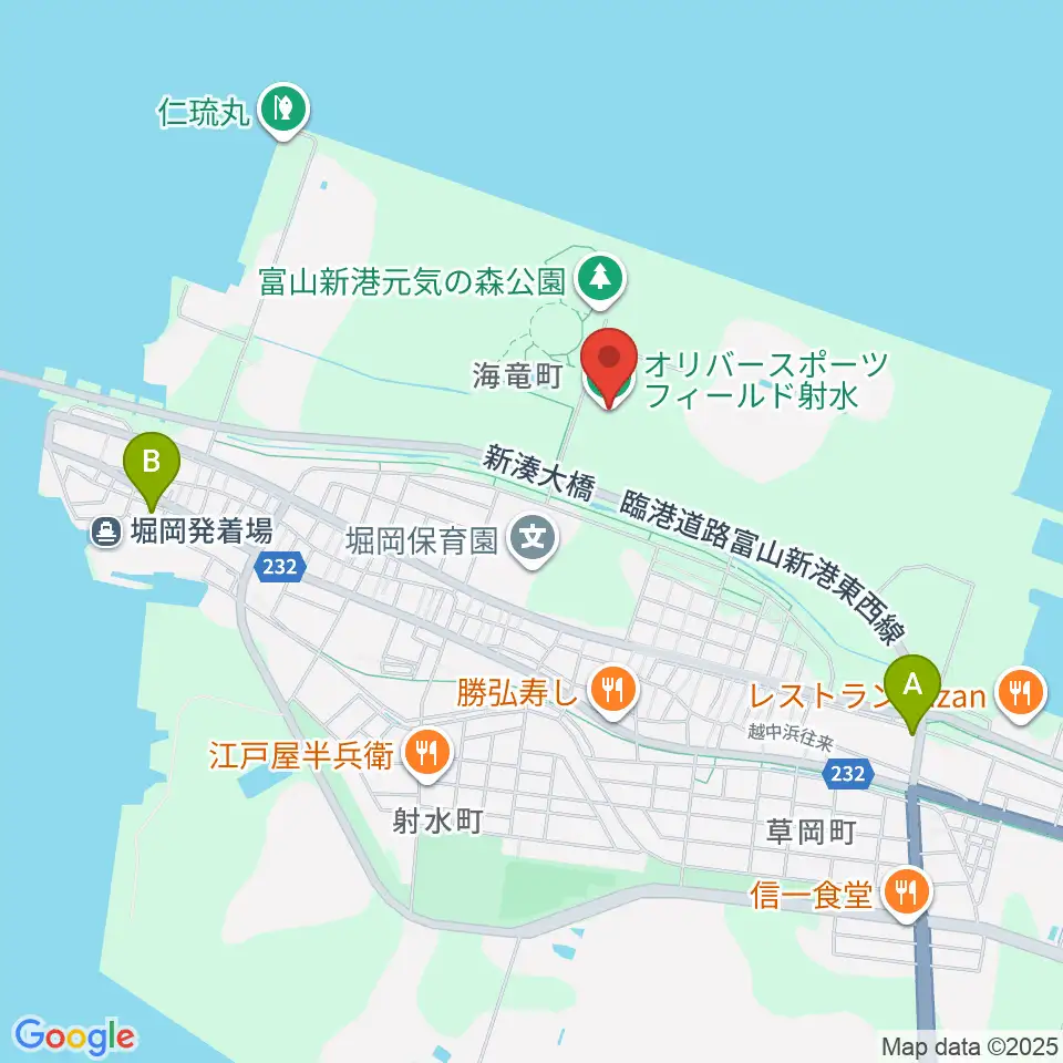 オリバースポーツフィールド射水周辺のホテル一覧地図