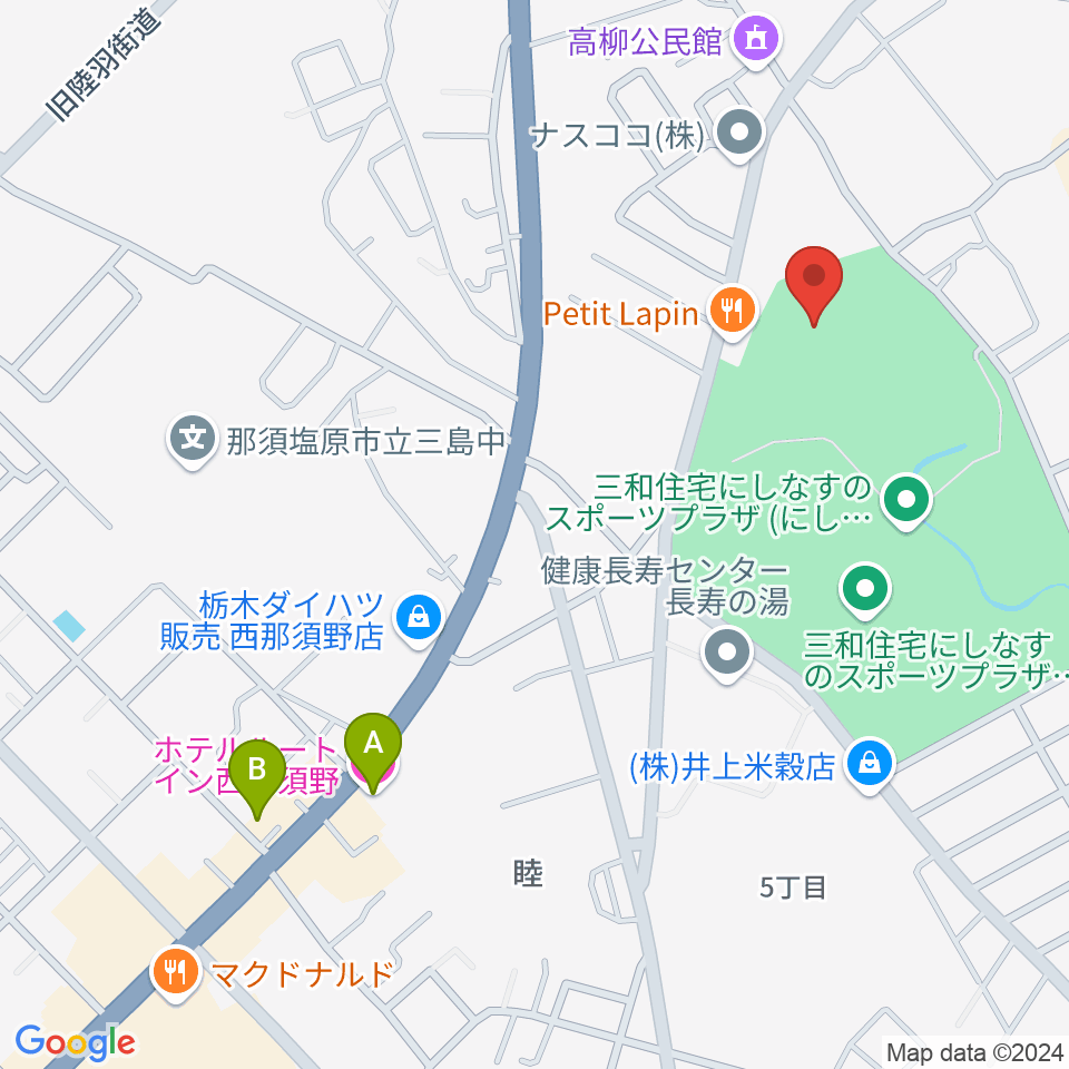 三和住宅にしなすのスポーツプラザ体育館周辺のホテル一覧地図