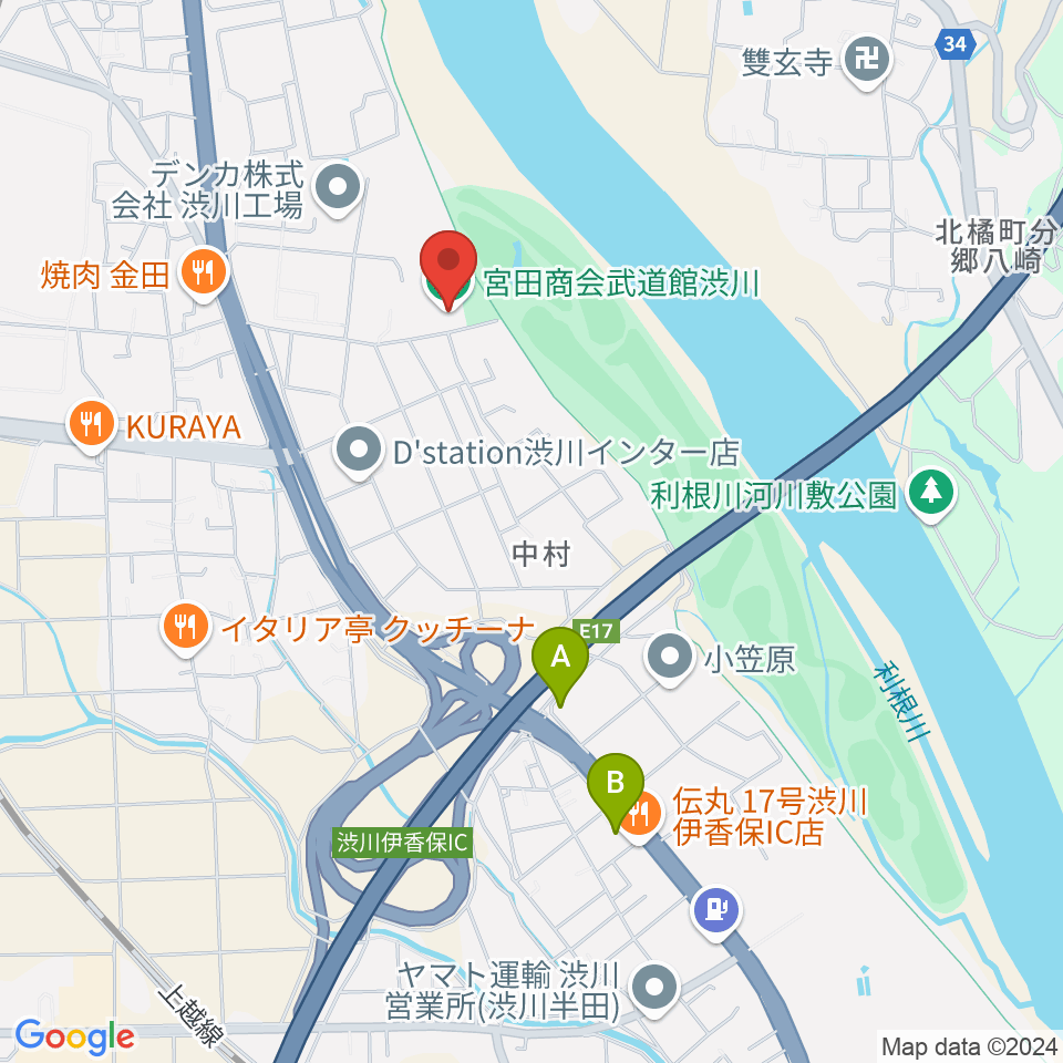 宮田商会武道館渋川周辺のホテル一覧地図