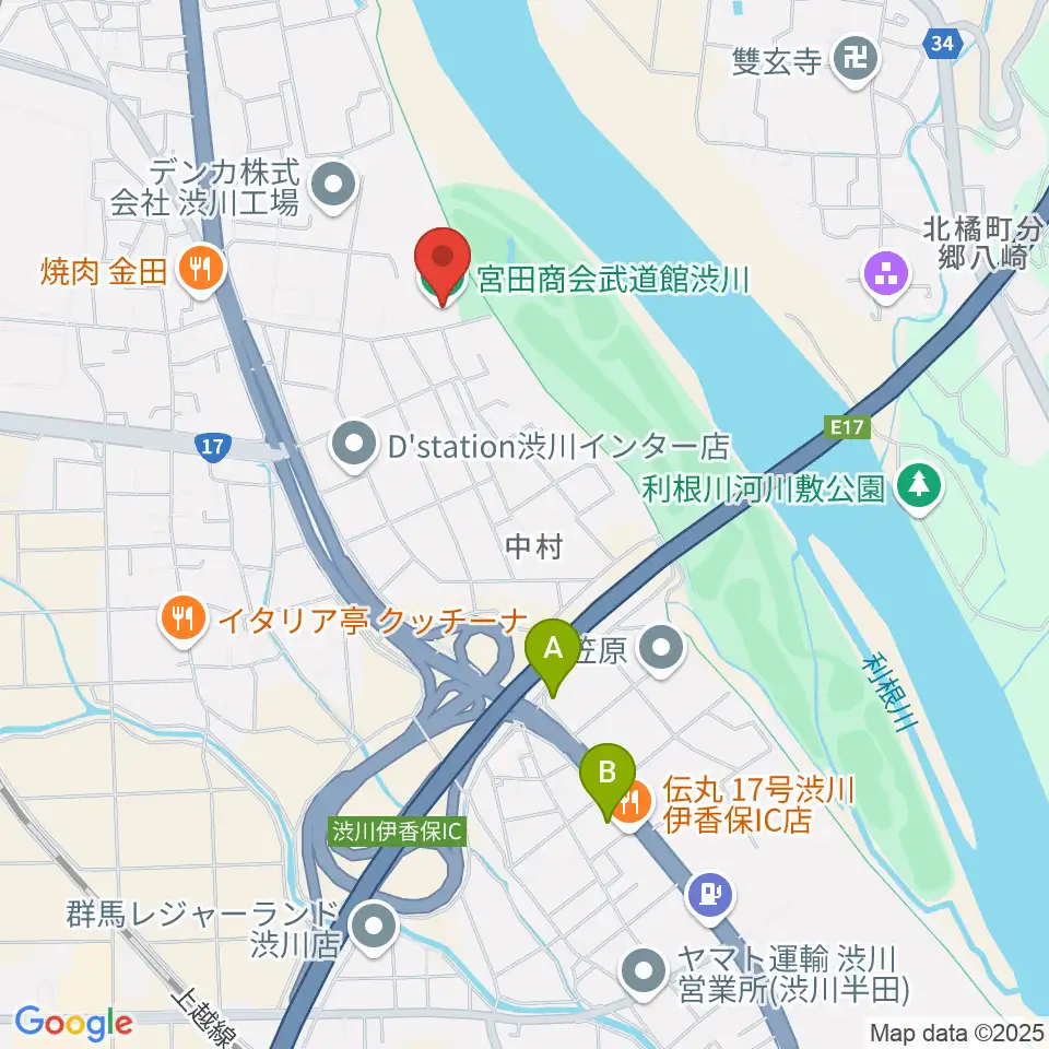 宮田商会武道館渋川周辺のホテル一覧地図