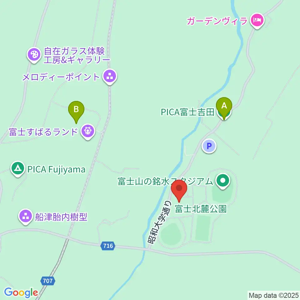 富士北麓公園体育館周辺のホテル一覧地図