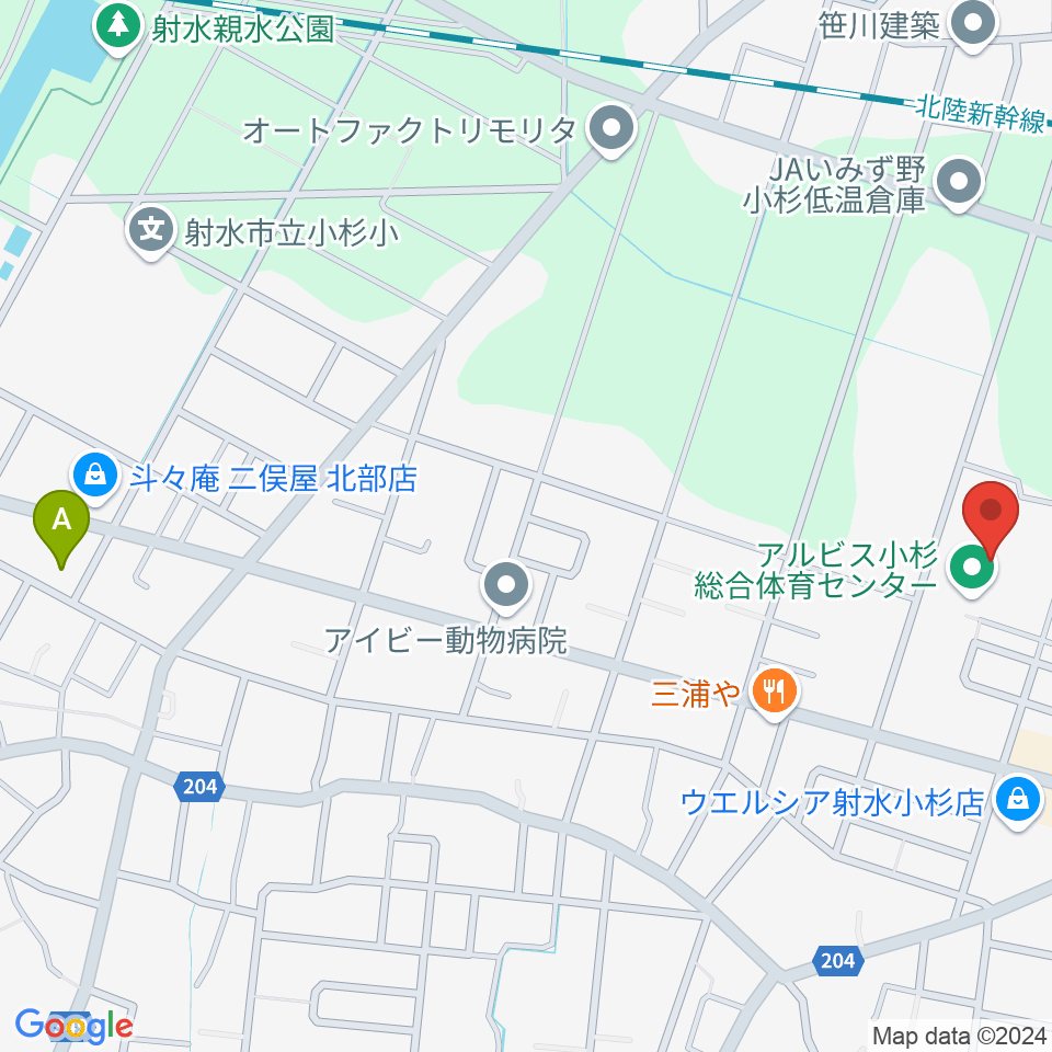 アルビス小杉総合体育センター周辺のホテル一覧地図