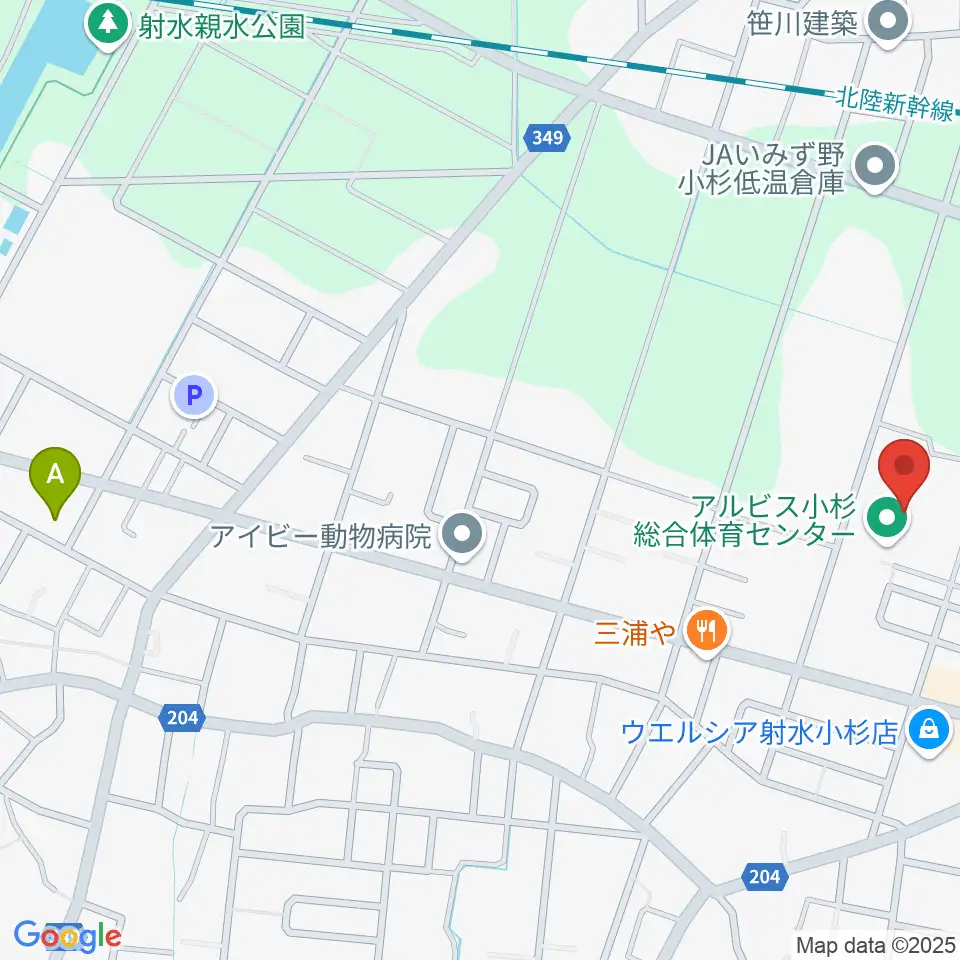 アルビス小杉総合体育センター周辺のホテル一覧地図