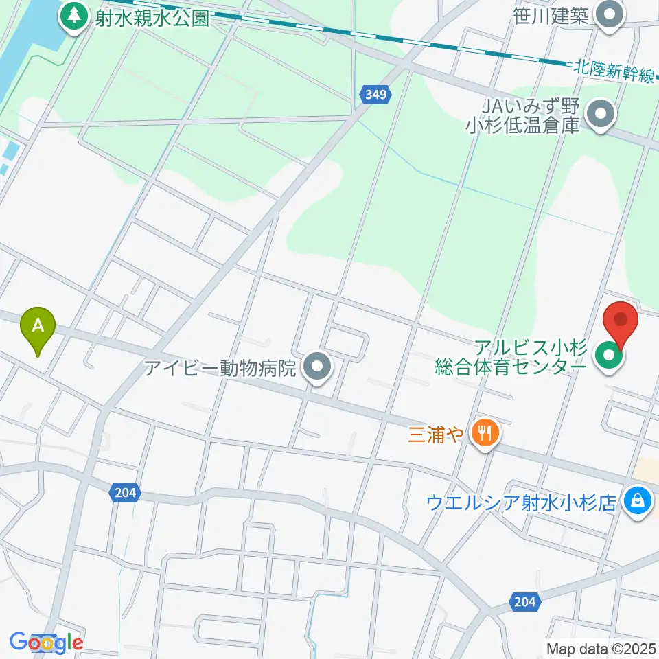 アルビス小杉総合体育センター周辺のホテル一覧地図