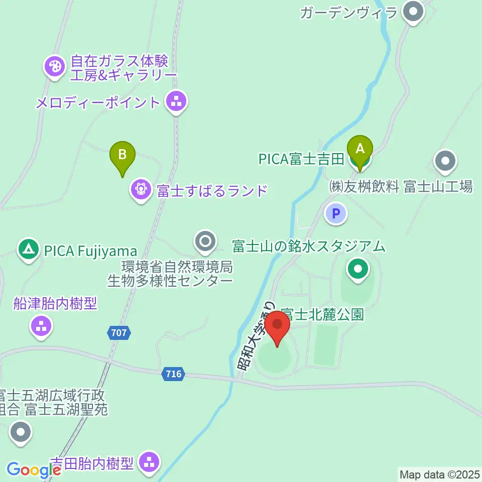 富士北麓公園野球場周辺のホテル一覧地図