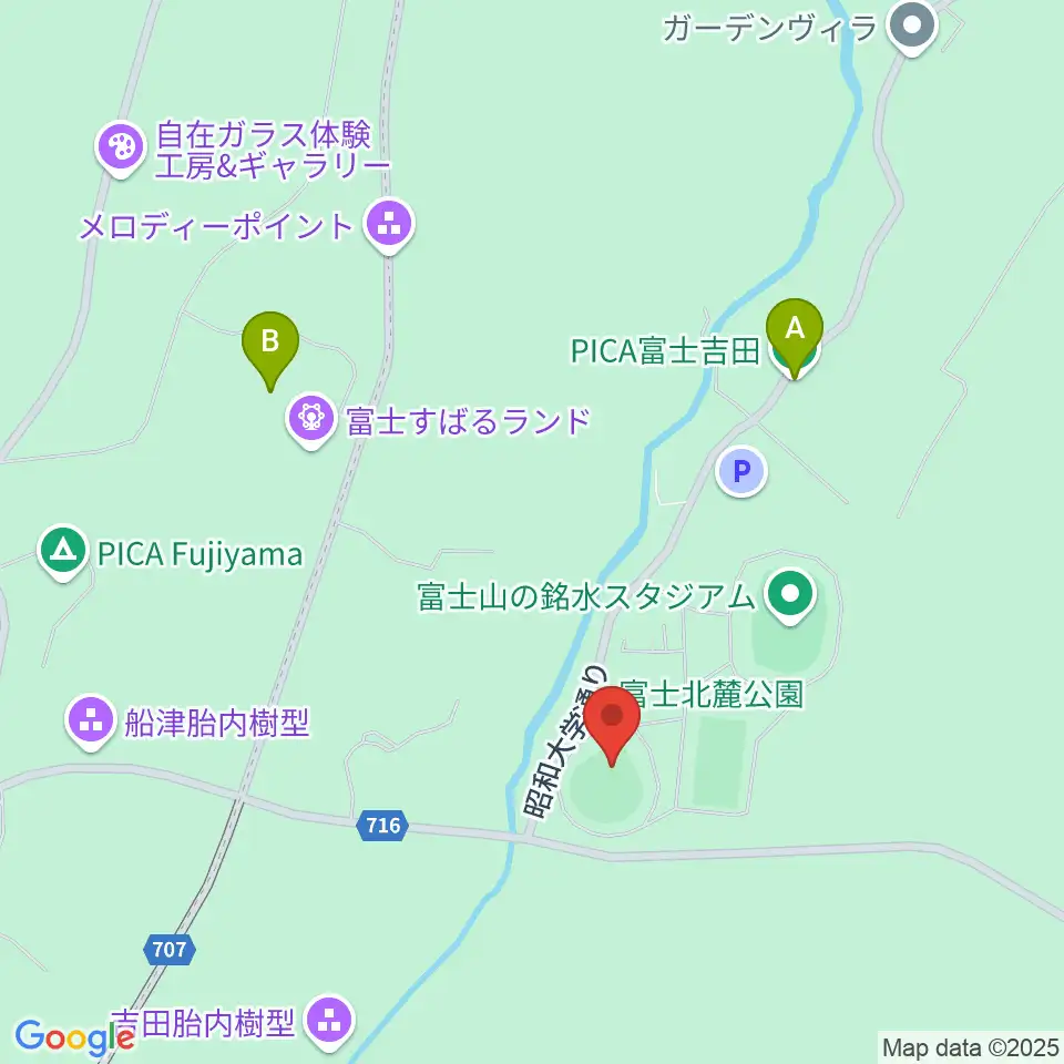 富士北麓公園野球場周辺のホテル一覧地図