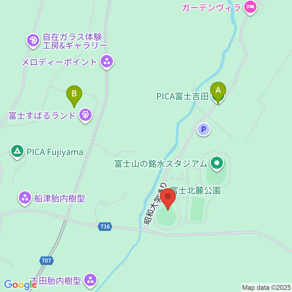 富士北麓公園野球場周辺のホテル一覧地図