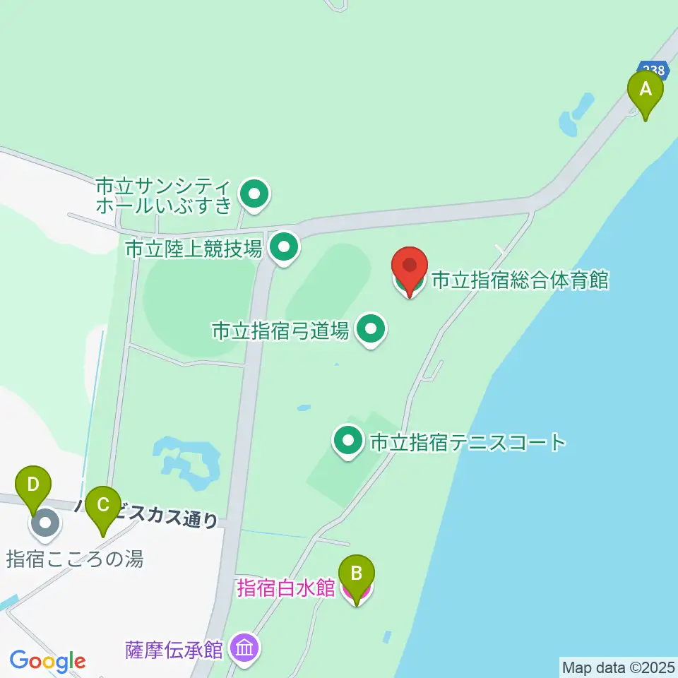 指宿総合体育館周辺のホテル一覧地図