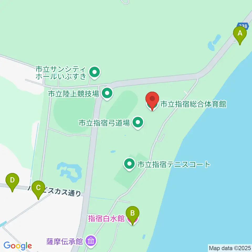 指宿総合体育館周辺のホテル一覧地図
