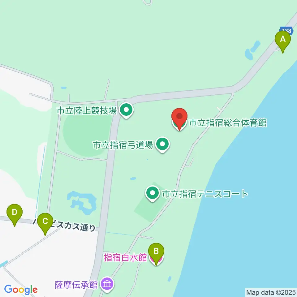 指宿総合体育館周辺のホテル一覧地図
