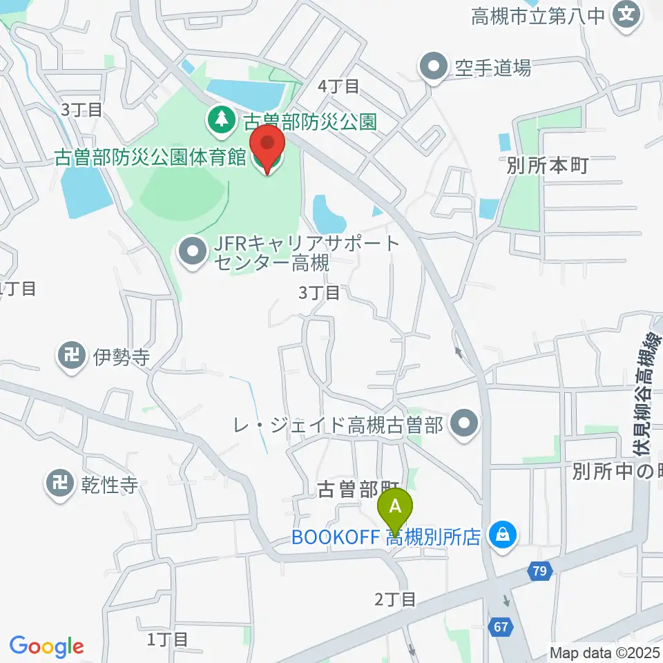 古曽部防災公園体育館周辺のホテル一覧地図