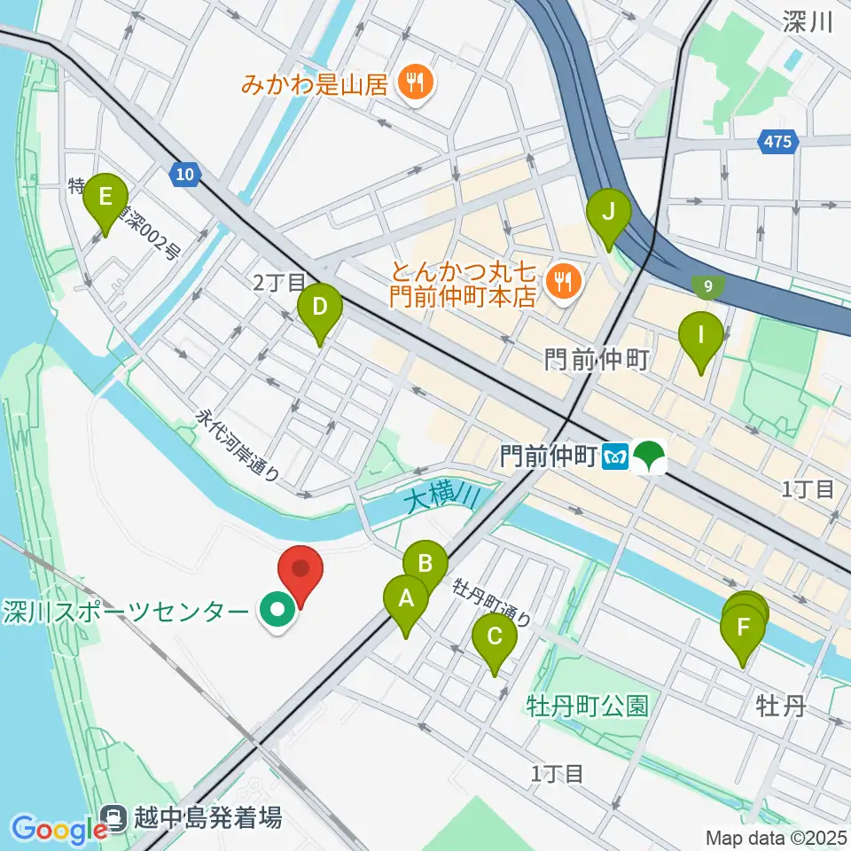 深川スポーツセンター周辺のホテル一覧地図