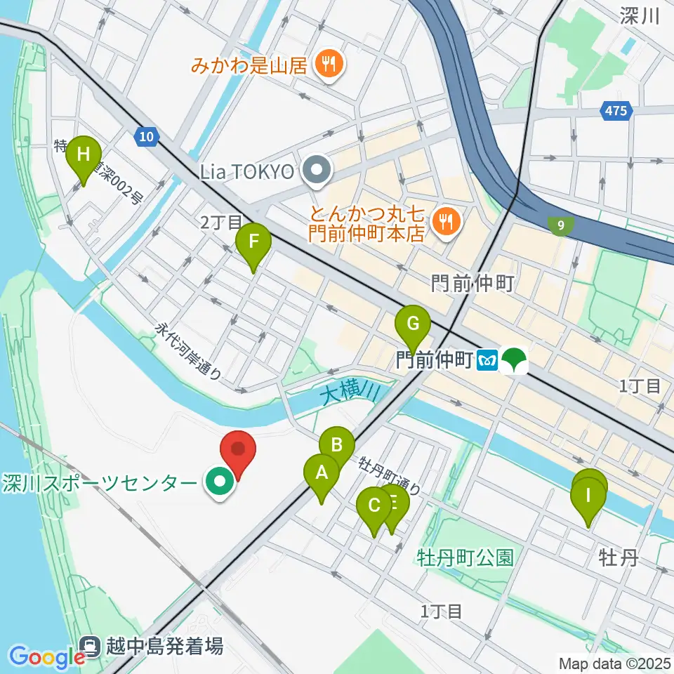 深川スポーツセンター周辺のホテル一覧地図