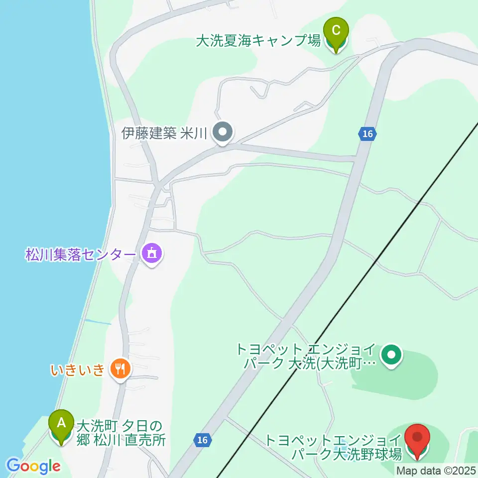 トヨペットエンジョイパーク大洗野球場周辺のホテル一覧地図
