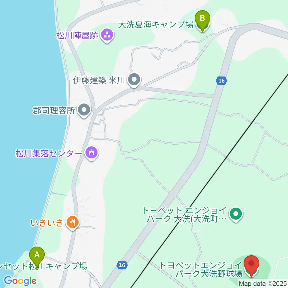 トヨペットエンジョイパーク大洗野球場周辺のホテル一覧地図