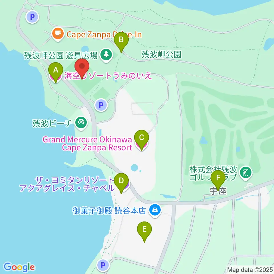 ZANPAプレミアム残波岬ボールパーク周辺のホテル一覧地図
