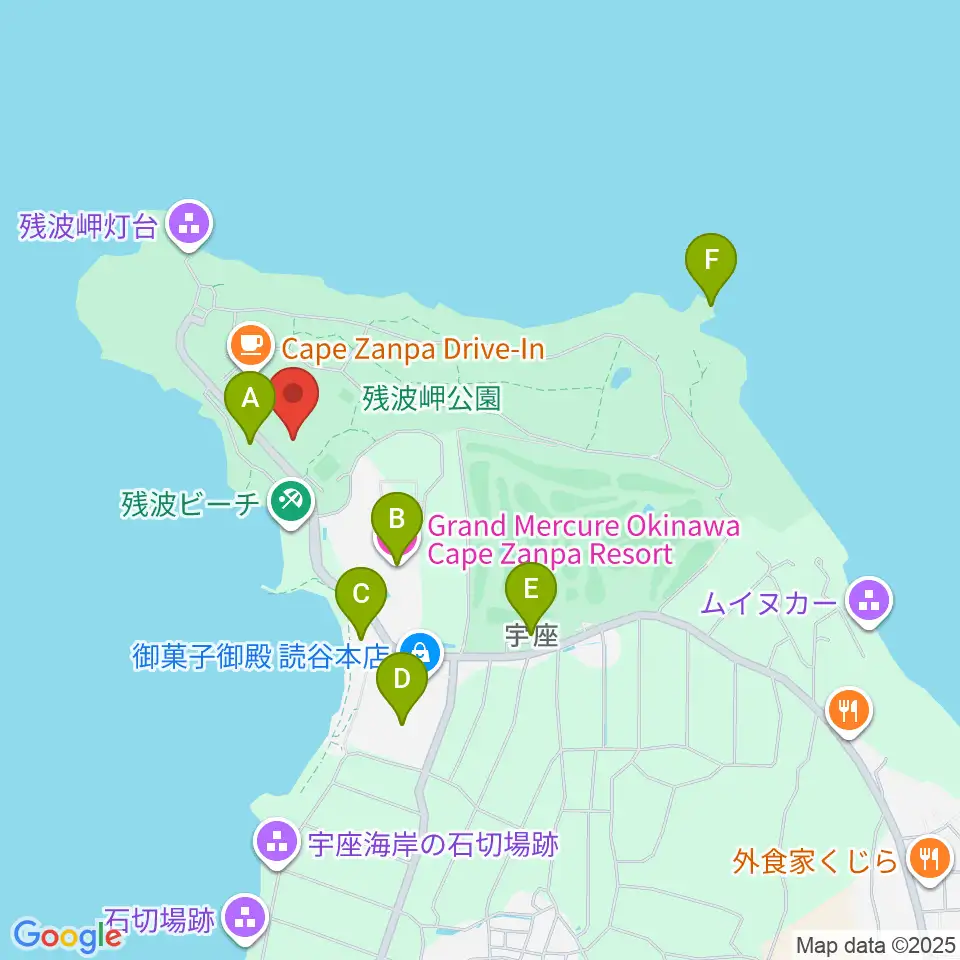ZANPAプレミアム残波岬ボールパーク周辺のホテル一覧地図
