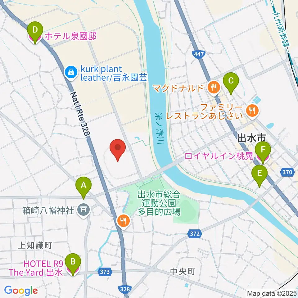 マルマエスタジアム出水周辺のホテル一覧地図