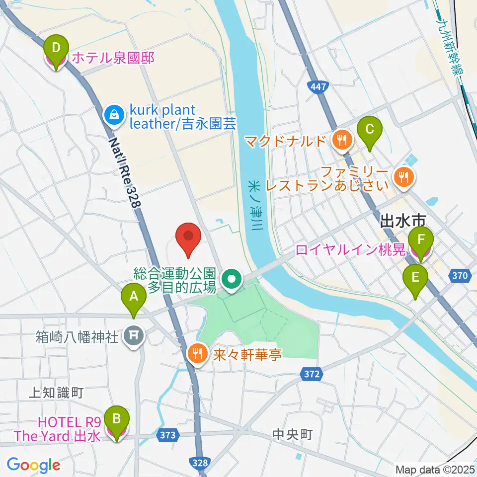 マルマエスタジアム出水周辺のホテル一覧地図