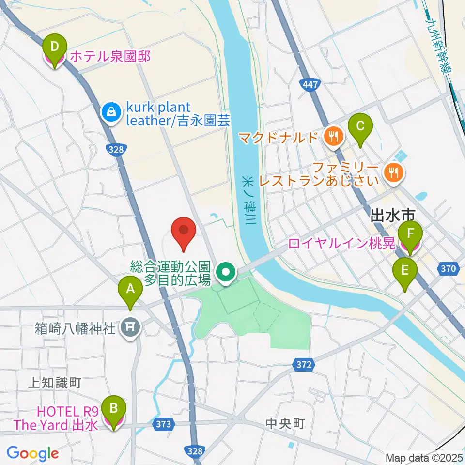 マルマエスタジアム出水周辺のホテル一覧地図