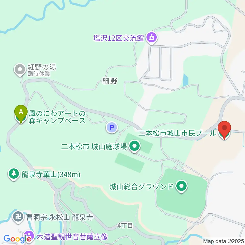二本松しんきん城山プール周辺のホテル一覧地図