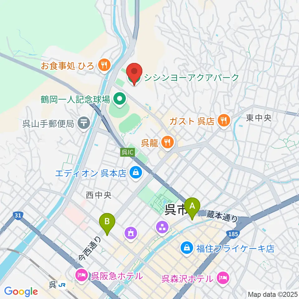 シシンヨーアクアパーク周辺のホテル一覧地図