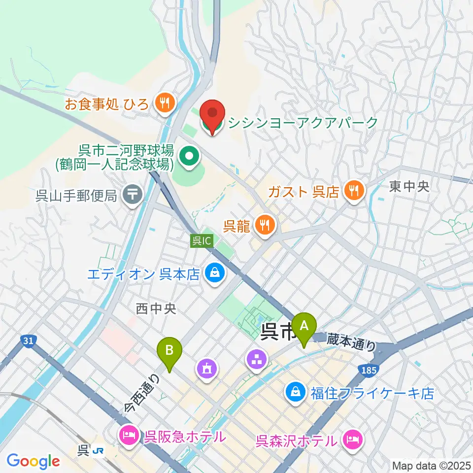 シシンヨーアクアパーク周辺のホテル一覧地図