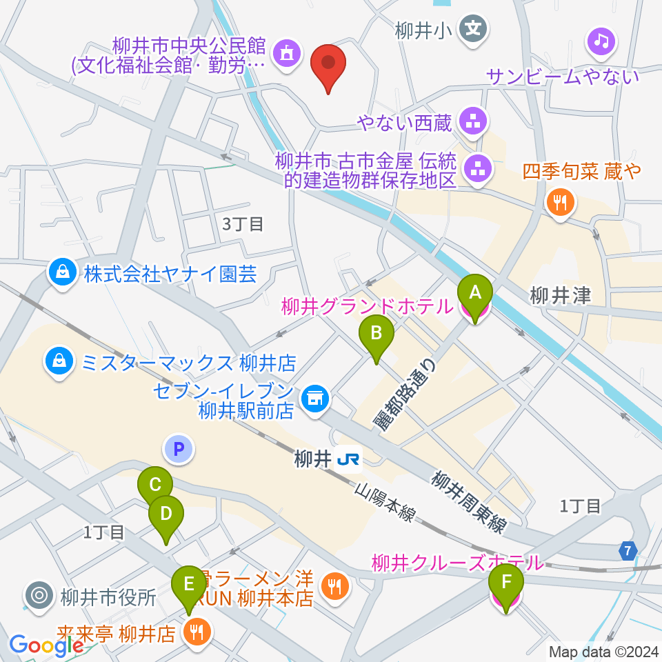 バタフライアリーナ周辺のホテル一覧地図