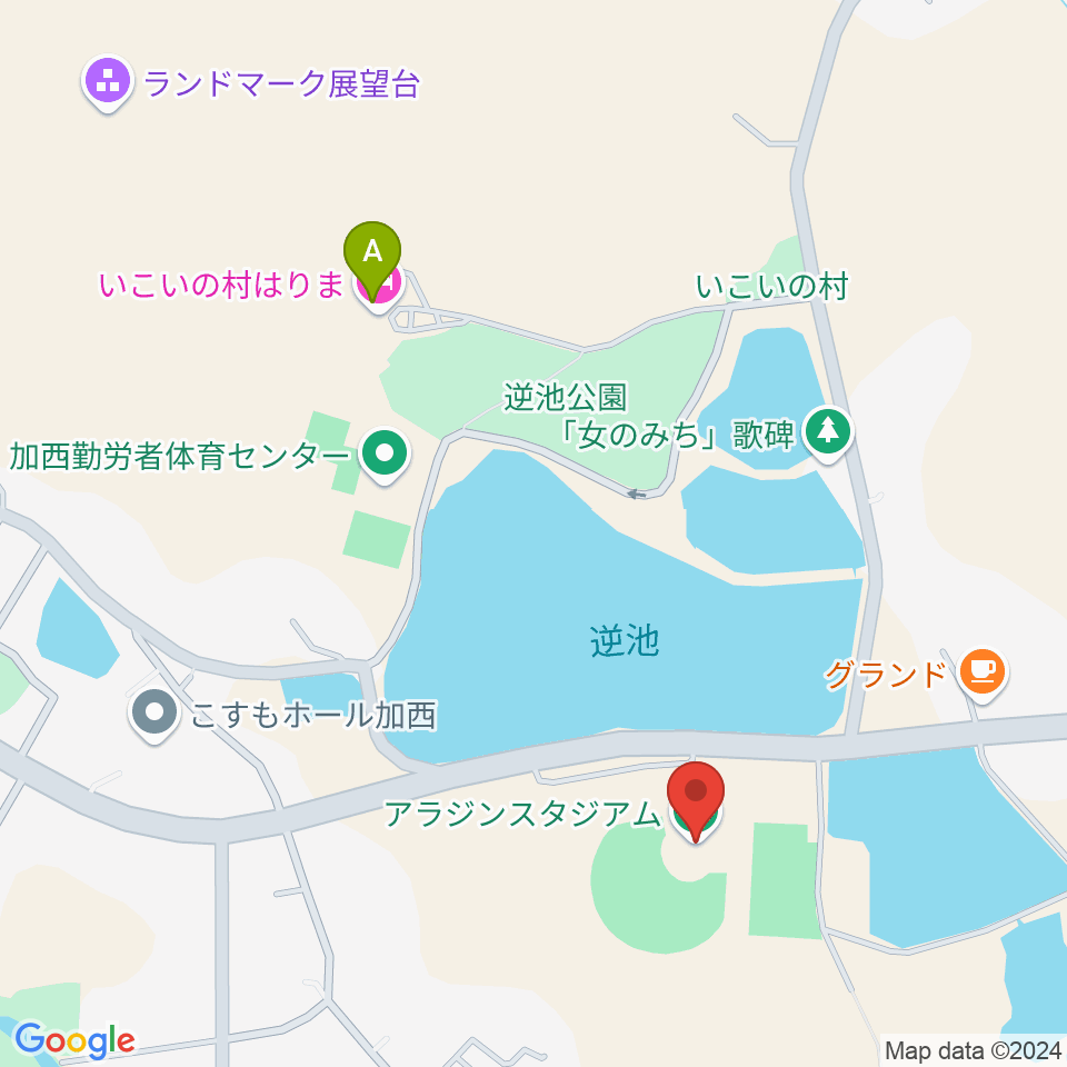 アラジンスタジアム周辺のホテル一覧地図