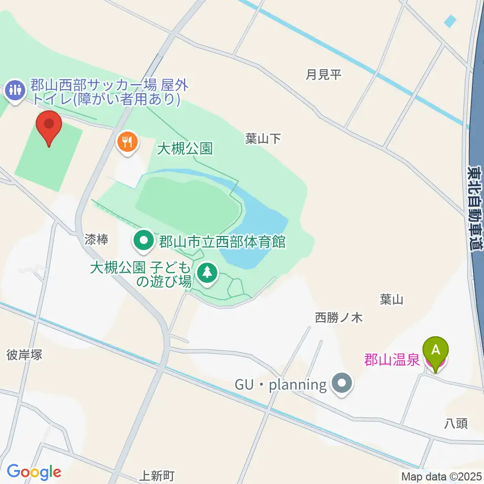 仙台大学サッカーフィールド郡山周辺のホテル一覧地図