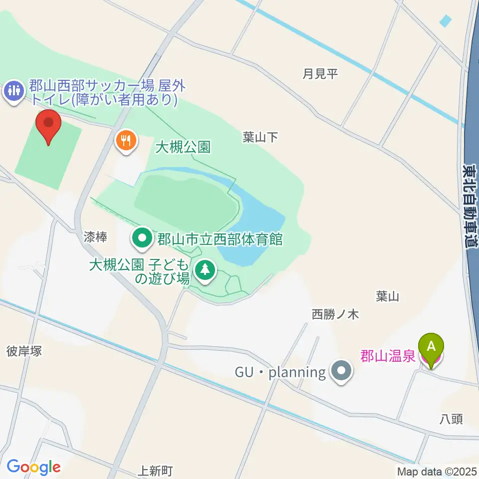 仙台大学サッカーフィールド郡山周辺のホテル一覧地図