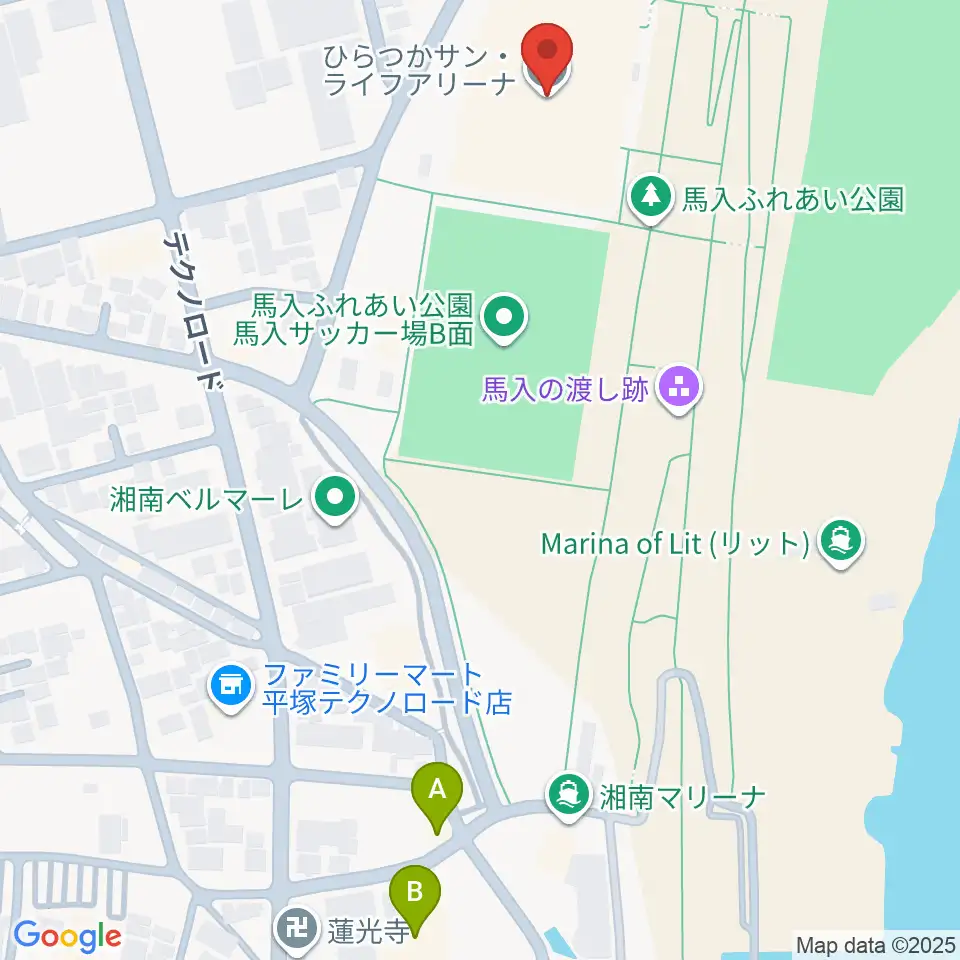 ひらつかサン・ライフアリーナ周辺のホテル一覧地図