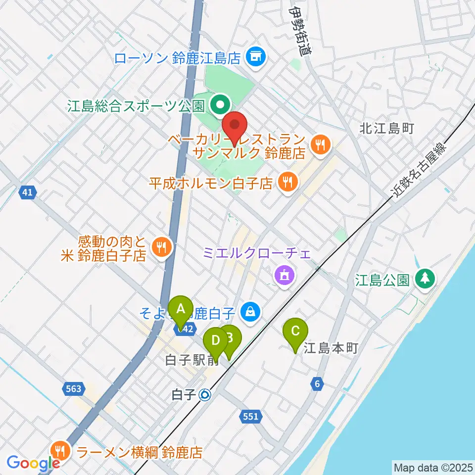 AGF鈴鹿体育館周辺のホテル一覧地図