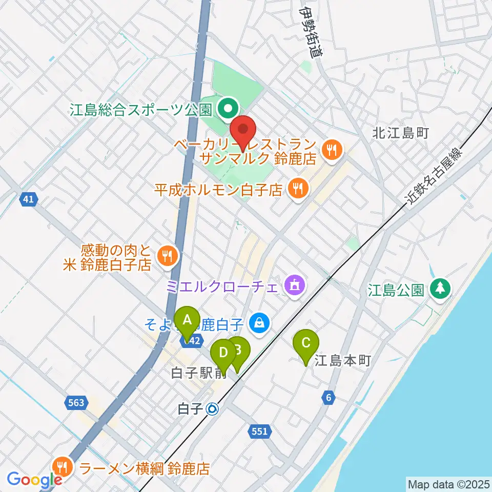 AGF鈴鹿体育館周辺のホテル一覧地図