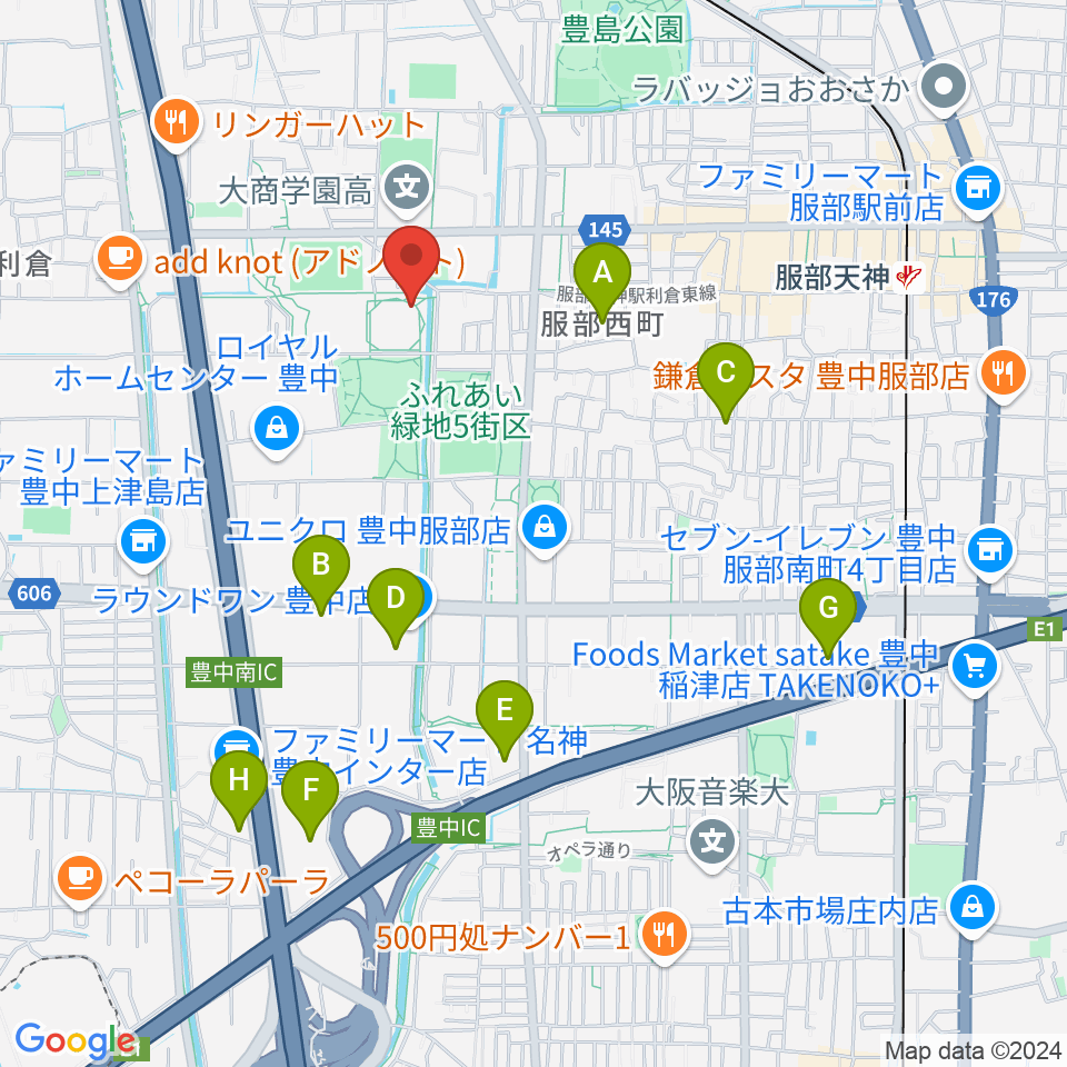 マリンフード豊中スイミングスタジアム周辺のホテル一覧地図