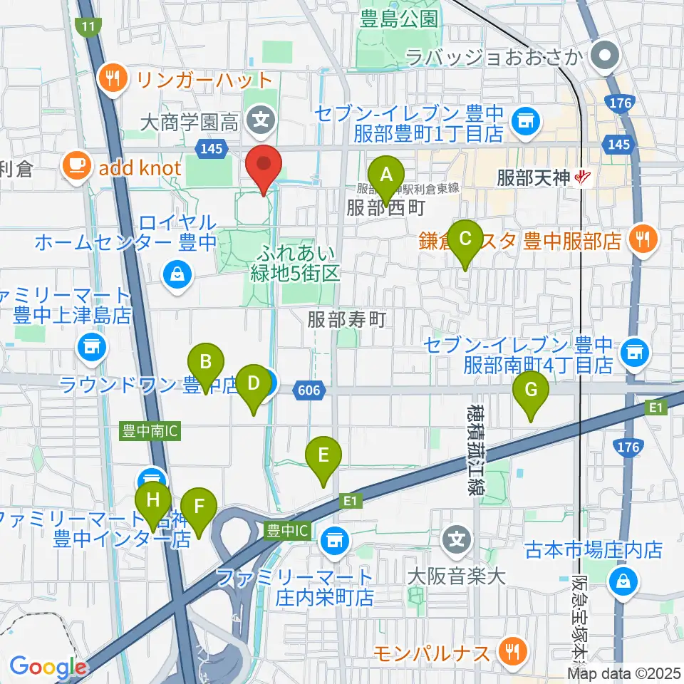 マリンフード豊中スイミングスタジアム周辺のホテル一覧地図