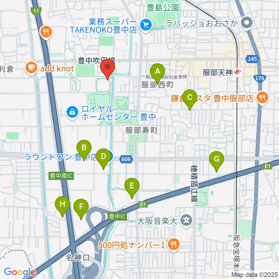 マリンフード豊中スイミングスタジアム周辺のホテル一覧地図