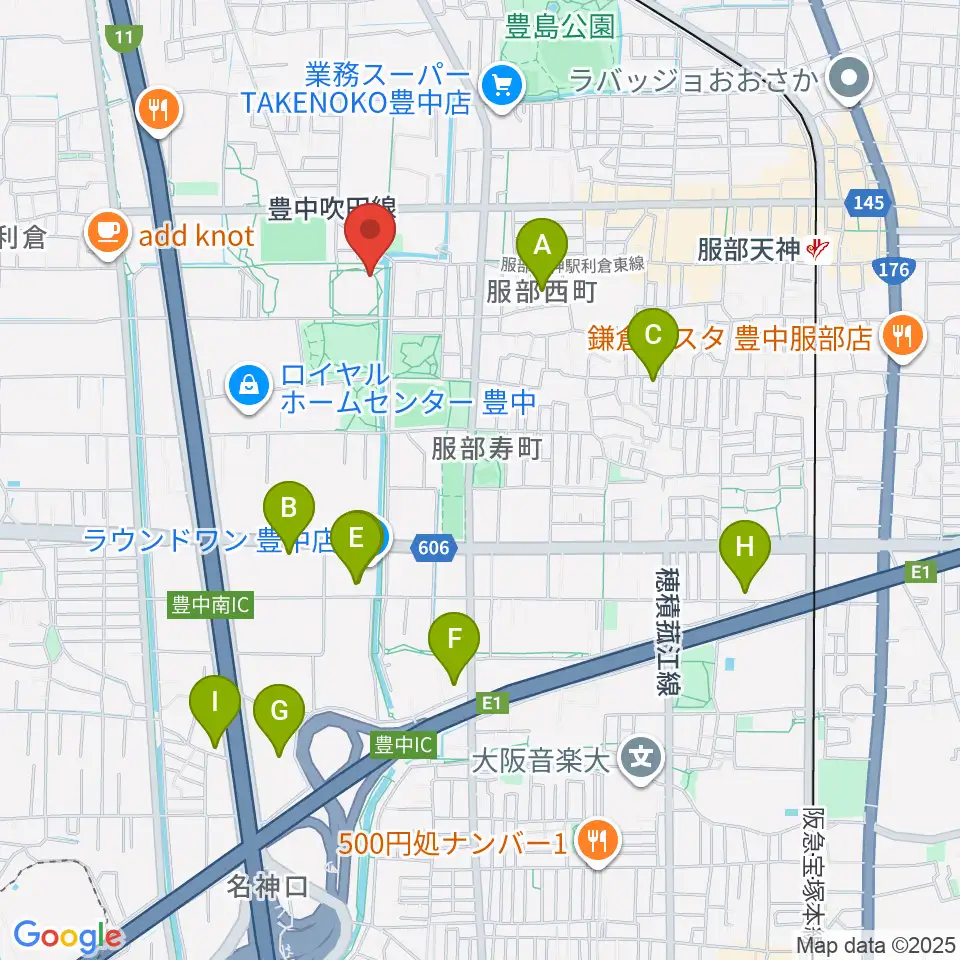 マリンフード豊中スイミングスタジアム周辺のホテル一覧地図
