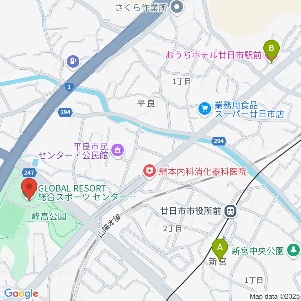 グローバルリゾート総合スポーツセンターサンチェリー周辺のホテル一覧地図
