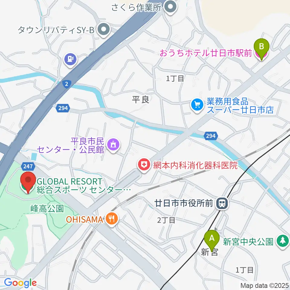 グローバルリゾート総合スポーツセンターサンチェリー周辺のホテル一覧地図