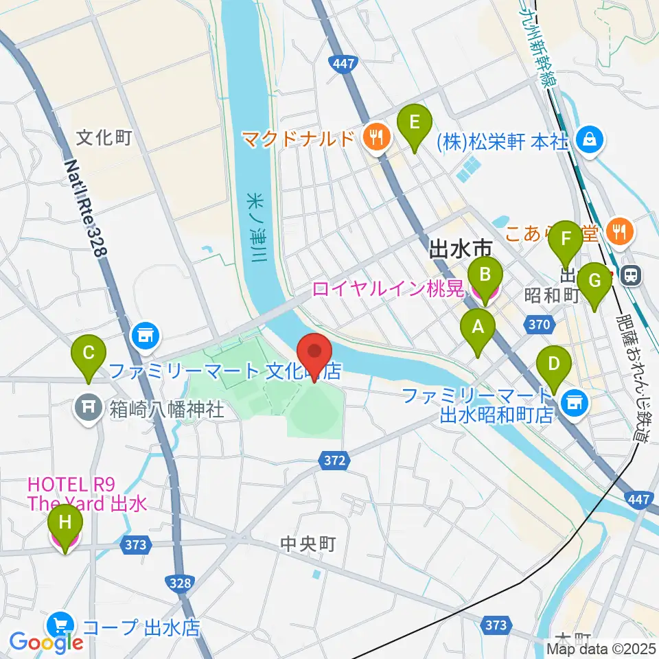 ブルーチップスタジアム周辺のホテル一覧地図