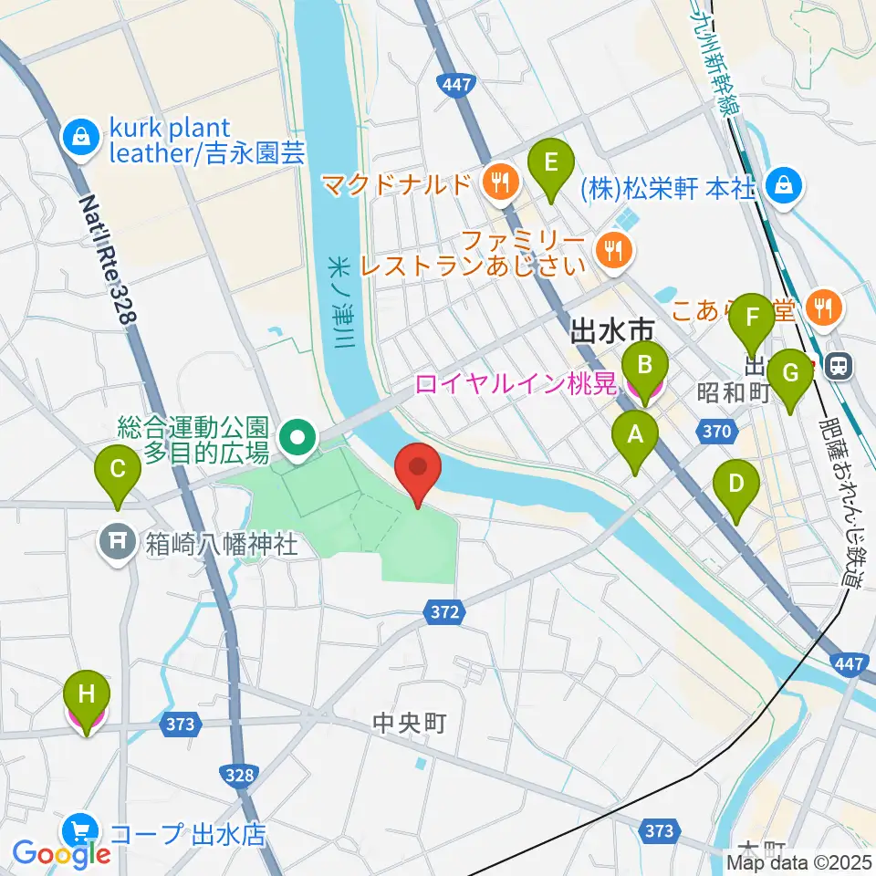 ブルーチップスタジアム周辺のホテル一覧地図