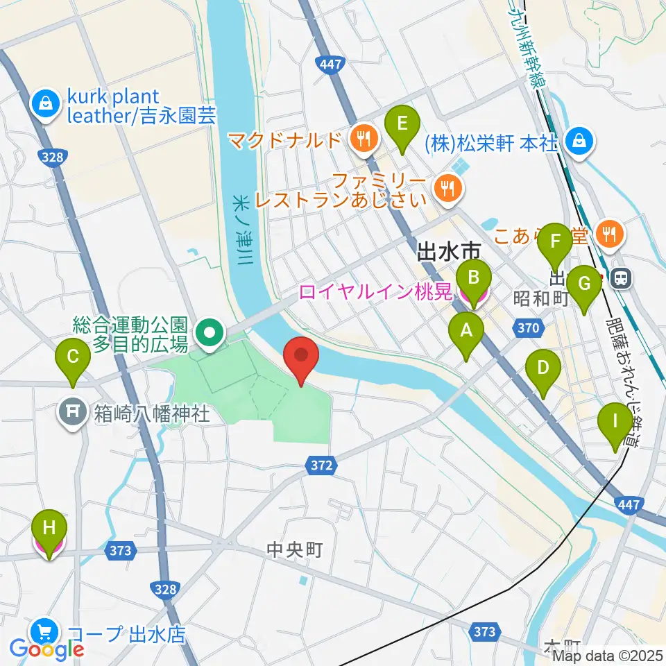 ブルーチップスタジアム周辺のホテル一覧地図