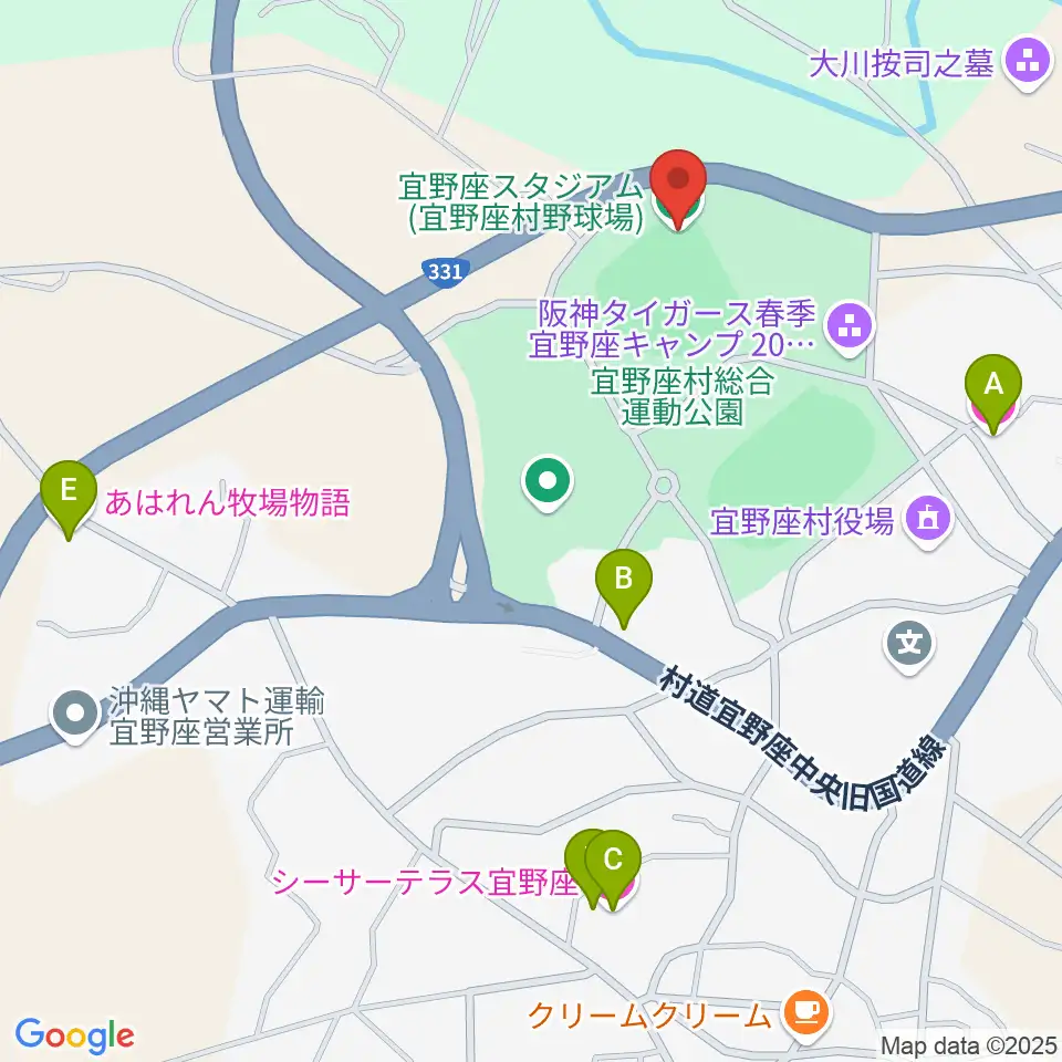 バイトするならエントリー宜野座スタジアム周辺のホテル一覧地図