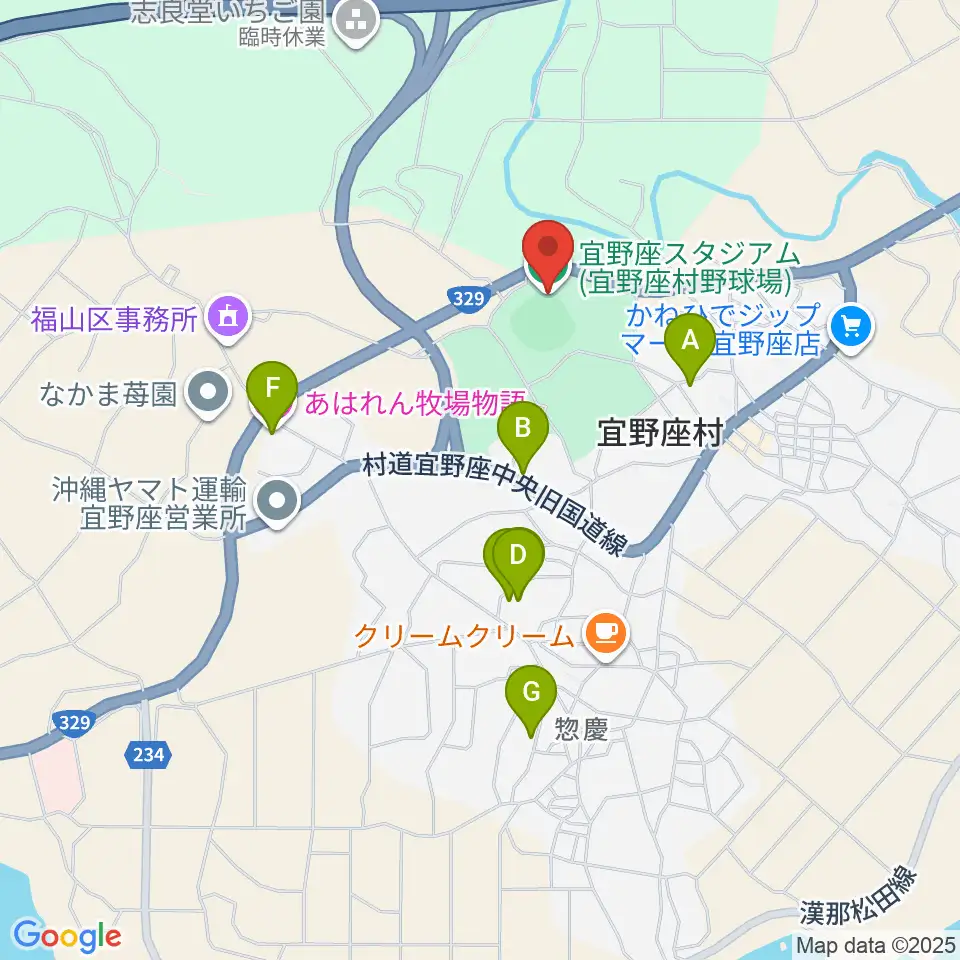 バイトするならエントリー宜野座スタジアム周辺のホテル一覧地図
